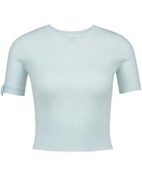 Courreges - Tops ,Groen ,Buckle Rib Knit T-Shirt - Lyst