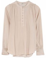GUSTAV - Bluse mit smock-schetten sand - Lyst