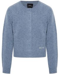 A.P.C. - Truien & Vesten ,Blauw ,Wol Cardigan Lila - Lyst