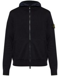 Stone Island - Jassen ,Zwart ,Katoen Hooded Jacket - Lyst