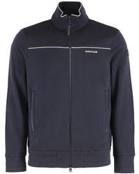 Moncler - Hoodies & Sweatvesten ,Blauw ,Katoen Full-Zip Hoodie Van Een Katoenmix - Lyst
