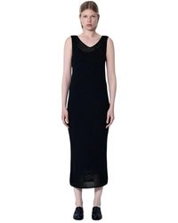Max Mara - Kleedjes ,Zwart ,Katoen Gehaakte Gebreide Midi Jurk - Lyst