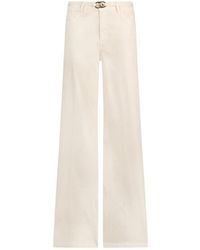 Liu Jo - Broeken ,Katoen Flared Broek Met Riem - Lyst