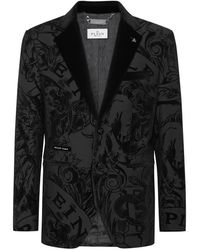 Philipp Plein - Jassen ,Zwart ,Katoen Wool Blazer Lord Fit - Lyst
