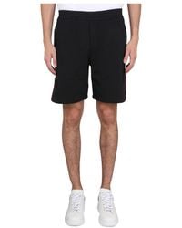 McQueen - Korte Broeken ,Zwart ,Katoen Sweat Shorts Logo Tape - Lyst