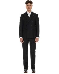 Tagliatore - Kostuums ,Zwart ,Wol Double-Breasted Wollen Jurk - Lyst