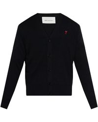 Ami Paris - Truien & Vesten ,Zwart ,Wol The Wool Cardigan - Lyst