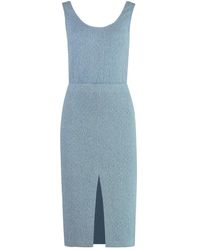 St. John - Kleedjes ,Blauw ,Wol Wollen Jurk - Lyst
