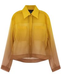 Max Mara - Overhemden ,Geel ,Gouden Zijden Overhemd Lange Mouw Met Knopen - Lyst