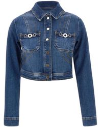 Liu Jo - Jassen ,Blauw ,Denim Charm Cropped Denim Jack - Lyst