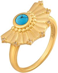 Caï - 925 Silber Vergoldeter Ring Mit Türkis & Weißtopas - Lyst