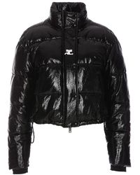 Courreges - Jassen ,Zwart ,Vinyl Puffer Jacket - Lyst