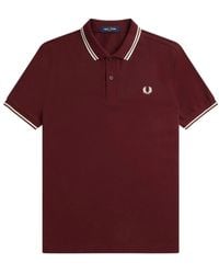 Fred Perry - Tops ,Rood ,Katoen Polo Met Dubbele Streep M3600 - Lyst