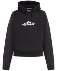 DSquared² - Hoodies & Sweatvesten ,Zwart ,Katoen Bedrukte Sweatshirt - Lyst