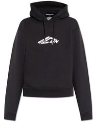 DSquared² - Hoodies & Sweatvesten ,Zwart ,Katoen Bedrukte Sweatshirt - Lyst
