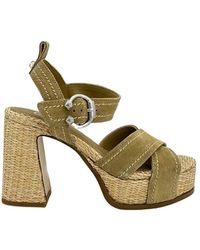 Ash - Schoenen ,Bruin ,Leer Bruine Leren Hoge Hak Sandaal - Lyst