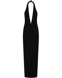 Monot - Schleifenkragen Crepe Kleid Mit Frontschlitz - Lyst