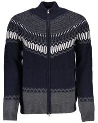 GANT - Cardigan uomo in lana blu - Lyst