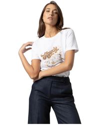 Kocca - Tops ,Wit ,Leer Classic Chic T-Shirt Met Korte Mouwen En Logo - Lyst