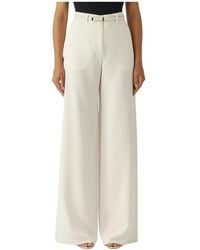 Max Mara - Broeken ,Wit ,Leer Wijde Broek - Lyst