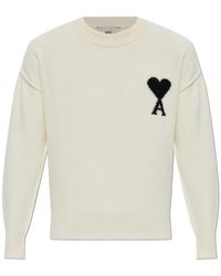 Ami Paris - Truien & Vesten ,Wol Wollen Trui Met Logo - Lyst