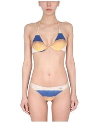 Alberta Ferretti Bikini Set With Tie Dye Print - Blau