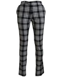 Bencivenga - Pantaloni casual in cotone a quadri neri - Lyst