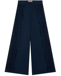 Suncoo - Broeken ,Blauw ,Katoen Wide Broeken - Lyst