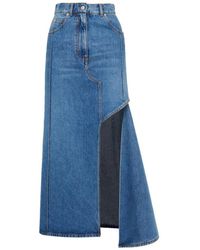 McQueen - Falda lápiz de mezclilla desgastada en azul claro - Lyst