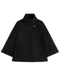 Fay - Geometrische Wollen Jas Met Driekwart Mouwen - Lyst