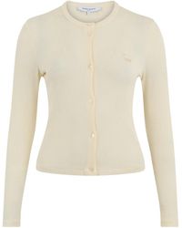 Maison Kitsuné - Truien & Vesten ,Geel ,Katoen Baby Fox Ribgebreid Vest - Lyst
