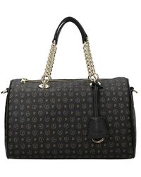 Pollini - Borsa a tracolla in pvc con stampa logo e dettagli in pelle e catena dorata - Lyst