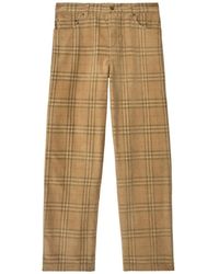 Burberry - Broeken ,Bruin ,Geruite Broek Met Zakken - Lyst