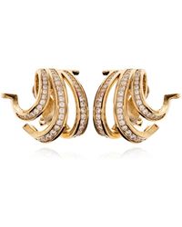 Ferragamo - Accessoires ,Geel ,Clip-On Oorbellen Met Glinsterende Kristallen - Lyst