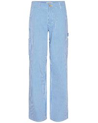 Sofie Schnoor - Broeken ,Blauw ,Katoen Blauwe Cargo Broek Met Gestreepte Print - Lyst