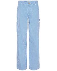 Sofie Schnoor - Broeken ,Blauw ,Katoen Blauwe Cargo Broek Met Gestreepte Print - Lyst