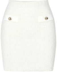 SIMONA CORSELLINI - Rokken ,Wit ,Lurex Rok Met Klepzakken - Lyst