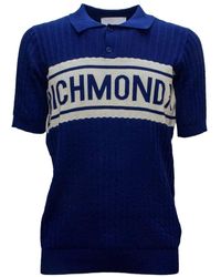 John Richmond - Polo blu in cotone ump24216po - Lyst