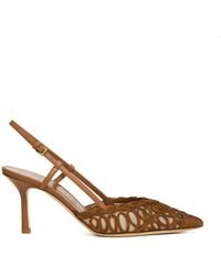 Ninalilou - Slingback Macramè Cuoio Tacco 75 Mm - Lyst