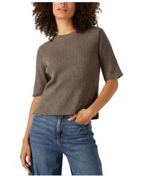 Object - Bruine Gebreide Trui O-Hals Stijl - Lyst