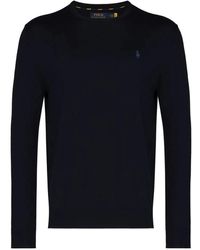 Ralph Lauren - Blaue baumwollpullover mit besticktem logo - Lyst