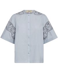 Mos Mosh - Overhemden ,Blauw ,Katoen Mmbritze Katoenen Shirt - Lyst