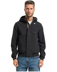 K-Way - Jassen ,Zwart ,Nylon Zwarte Waterdichte Korte Herenjas - Lyst