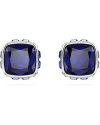 Swarovski - Pendientes de botón birthstone, talla cuadrada, marzo - Lyst