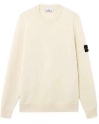 Stone Island - Ivory Lambswool Sweater Aw25 - Lyst
