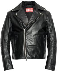 DIESEL - Jassen ,Zwart ,Leer L-Eo-Wrd Leren Jas - Lyst