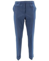 D.exterior - Broeken ,Blauw ,Linnen Blauwe Linnen Slim-Fit Broek Met Lurex - Lyst