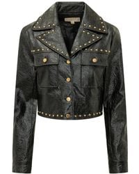 Michael Kors - Studded Faux Leather Biker Jacket - Lyst