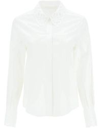 Chloé - Blusa blanca de algodón bordada para mujeres - Lyst