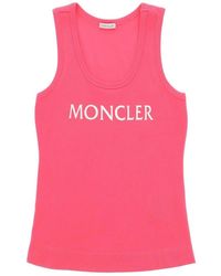Moncler - Camiseta sin mangas a rayas con estampado de logotipo - Lyst
